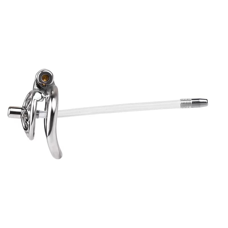 Metal Flat Chastity Cage for Men with Heart Detailing