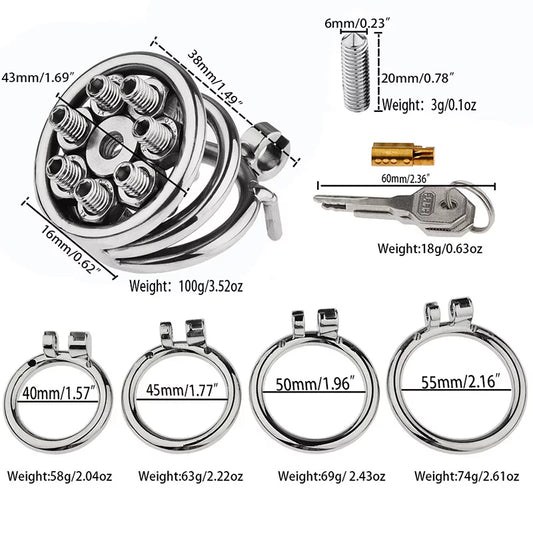 JAULA DE CASTIDAD PLANA CON PINCHOS DE METAL MELA