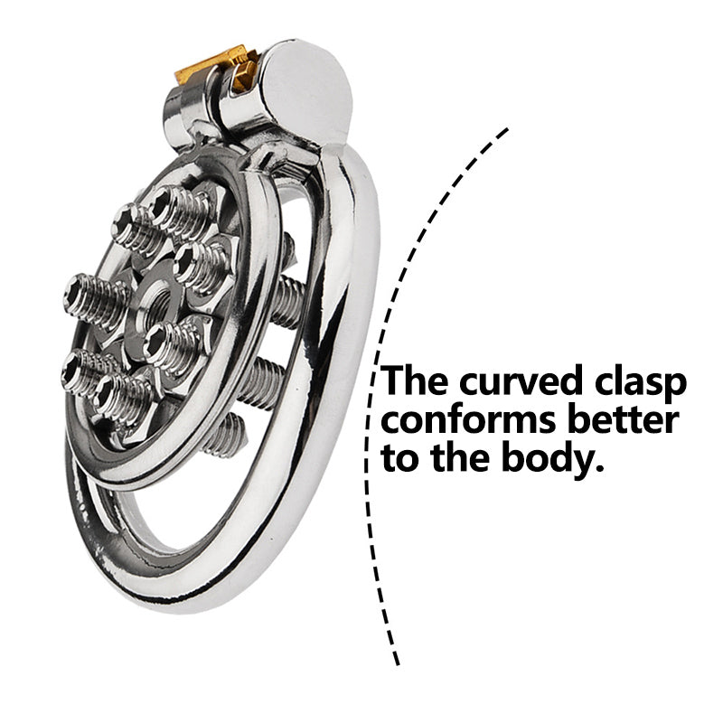 FLAT CHASTITY CAGE SPIKED METAL CATHETER