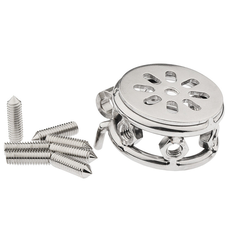 FLAT CHASTITY CAGE SPIKTED METAL