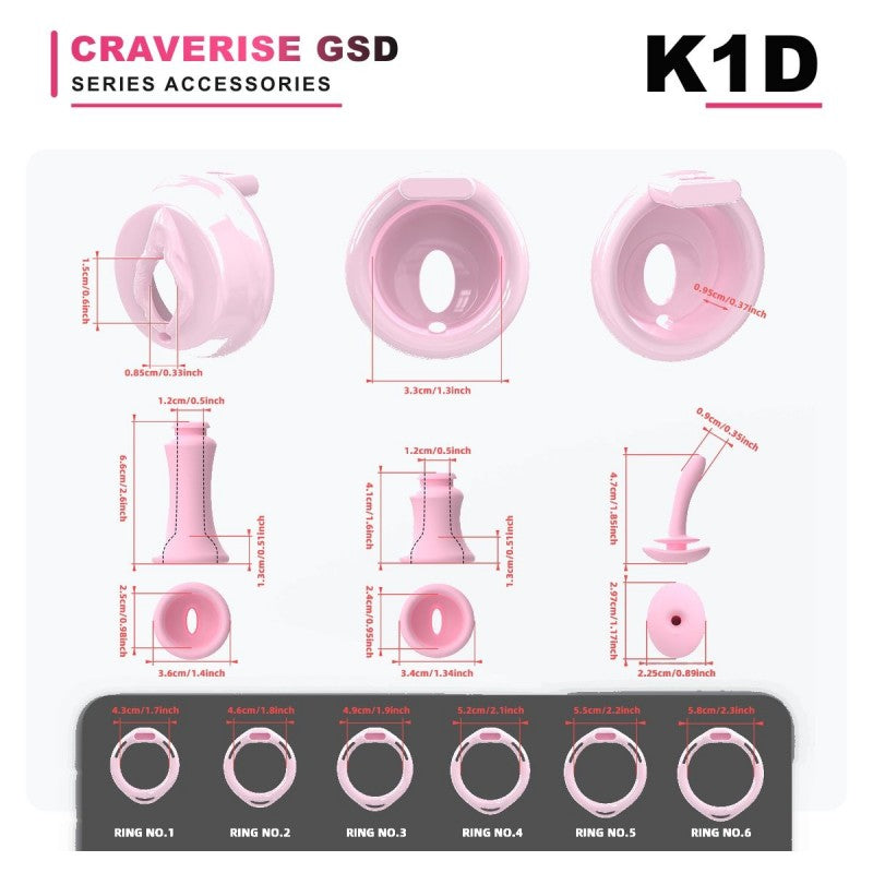 GSD K1D round head cage accessory size and configuration diagram