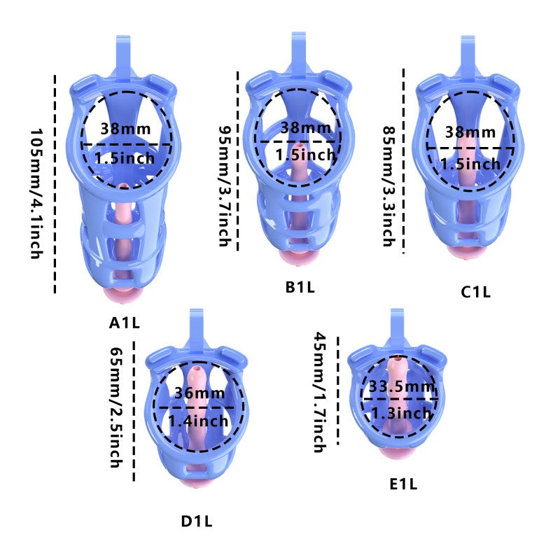 Blue Viper Chastity Cage – 5 Sizes, Wearable Base Ring, Sleek Snake Design