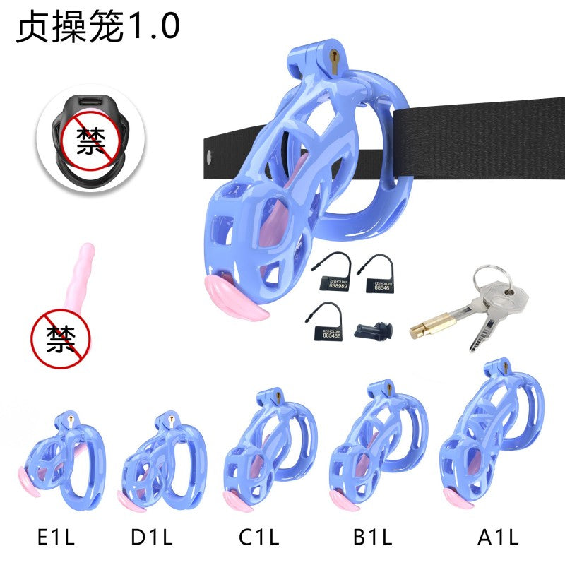 Blue Viper Chastity Cage – 5 Sizes, Wearable Base Ring, Sleek Snake Design