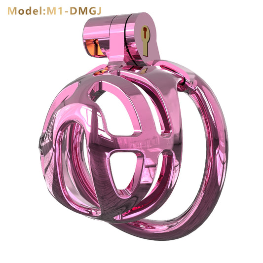 Gradient Gunmetal & Rose Gold Short Resin Chastity Cage – Breathable Design
