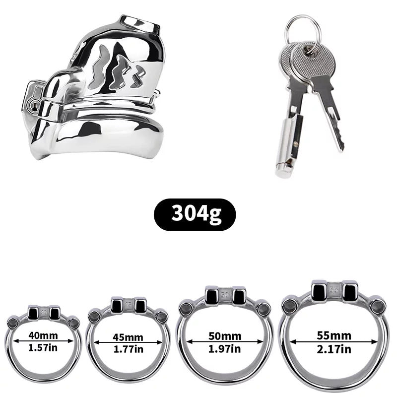 Metal Male Chastity Cage with Prince Albert Lock – Small Size