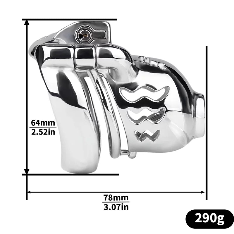 Metal Male Chastity Cage with Prince Albert Lock – Small Size