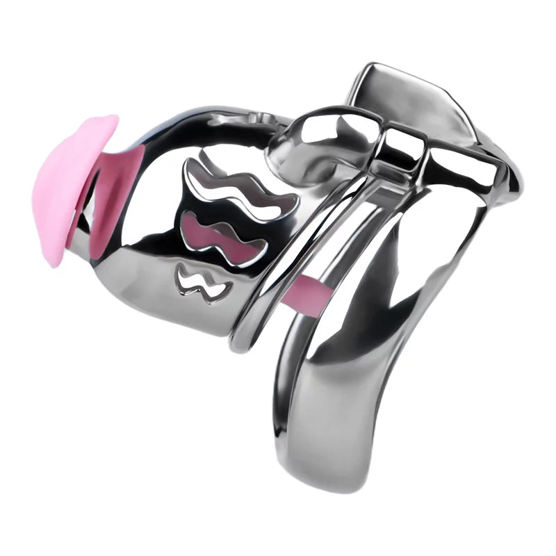 Stainless Steel Chastity Cage with Anti-Slip Ring and Silicone Catheter – Secure, Durable & Comfortable Fit