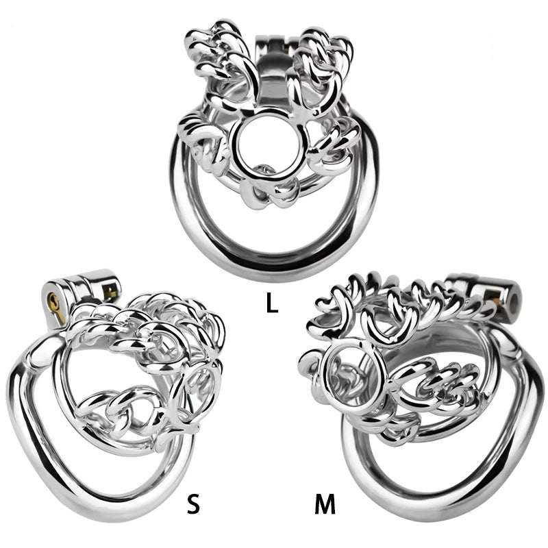 Male Chastity Metal Cock Cage with Thickened Design and Fixed Chain Lock
