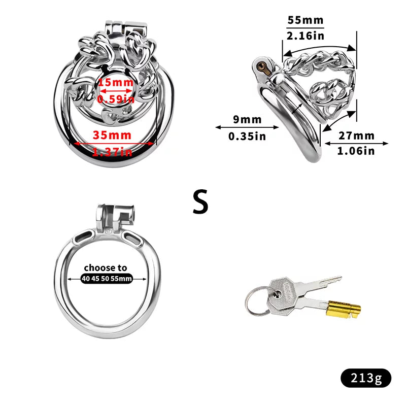 Male Chastity Metal Cock Cage with Thickened Design and Fixed Chain Lock
