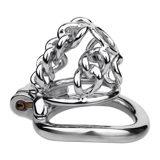 Male Chastity Metal Cock Cage with Thickened Design and Fixed Chain Lock