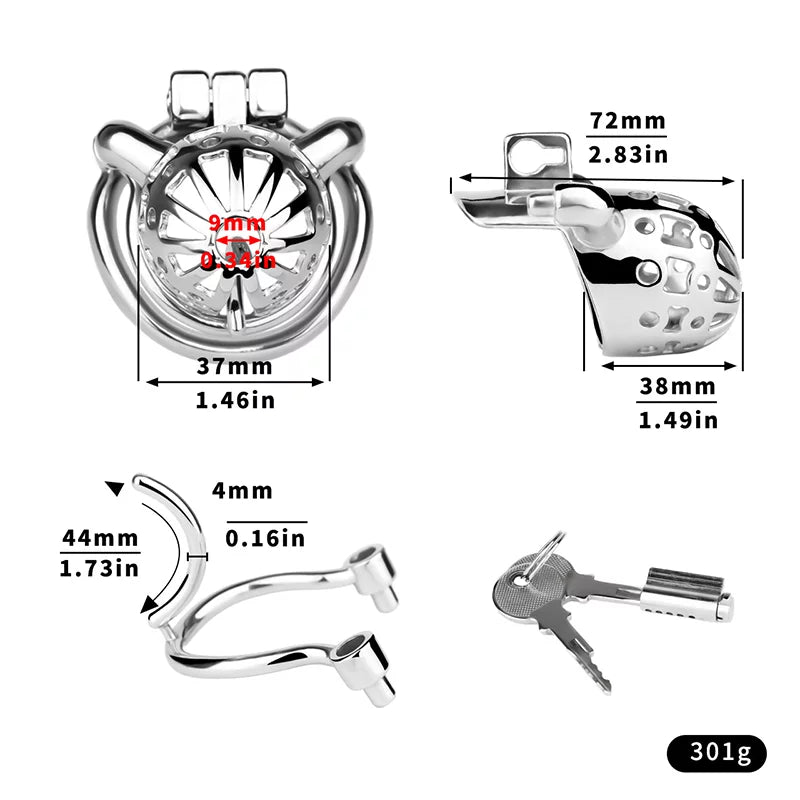 Metal Chastity Cage with Dual-Mode PA Ring – Removable Design for Two Unique Sensations