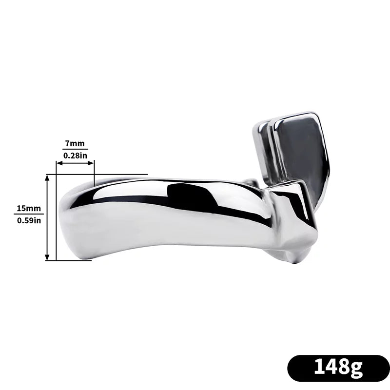 Metal Chastity Cage with Dual-Mode PA Ring – Removable Design for Two Unique Sensations