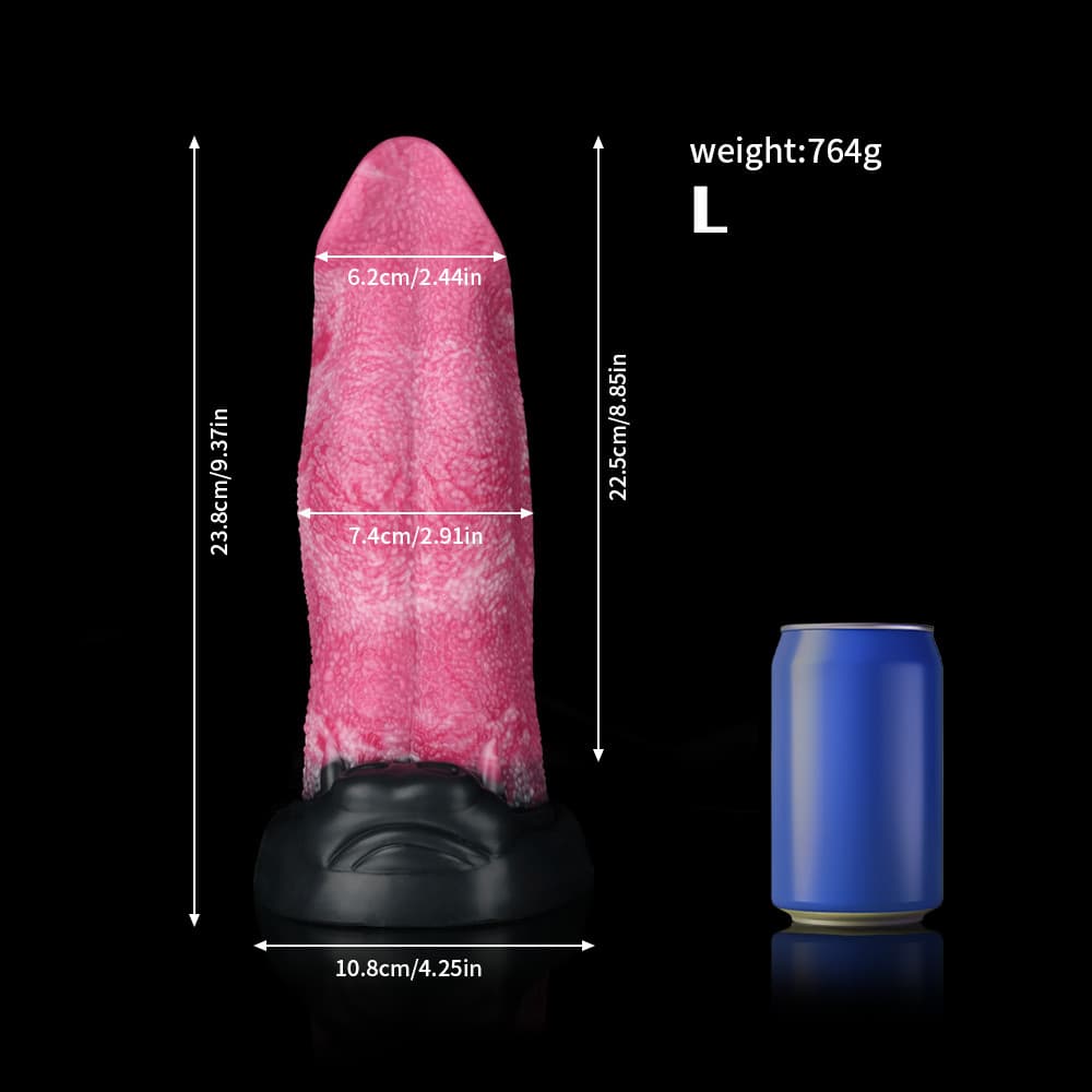 Wolf Tongue Rose Pink Fantasy Dildo – Textured Silicone Toy with Wide Base