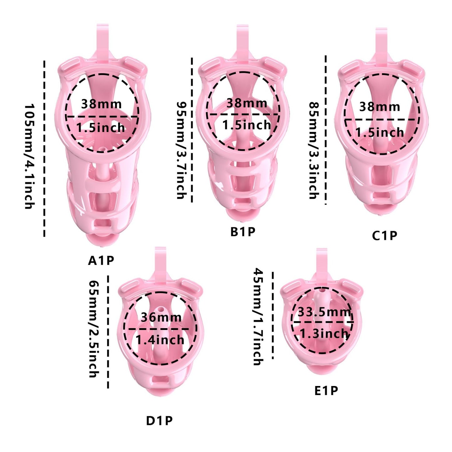 Pink Viper Chastity Cage – 5 Sizes Available, Wearable Base Ring Design