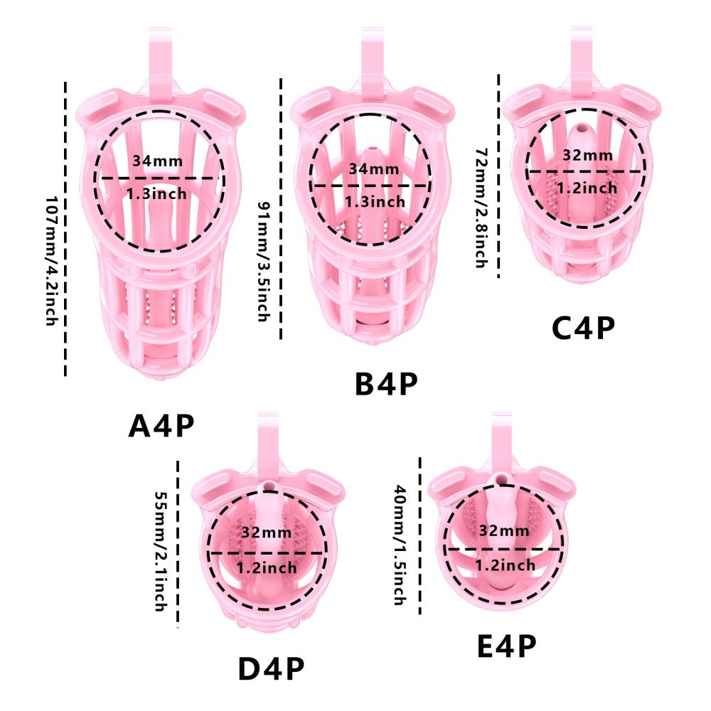 Honeycomb Obedient Chastity Cage – Lightweight Resin, 5 Ring Sizes, Built-in Lock & Strap-Designed Rings