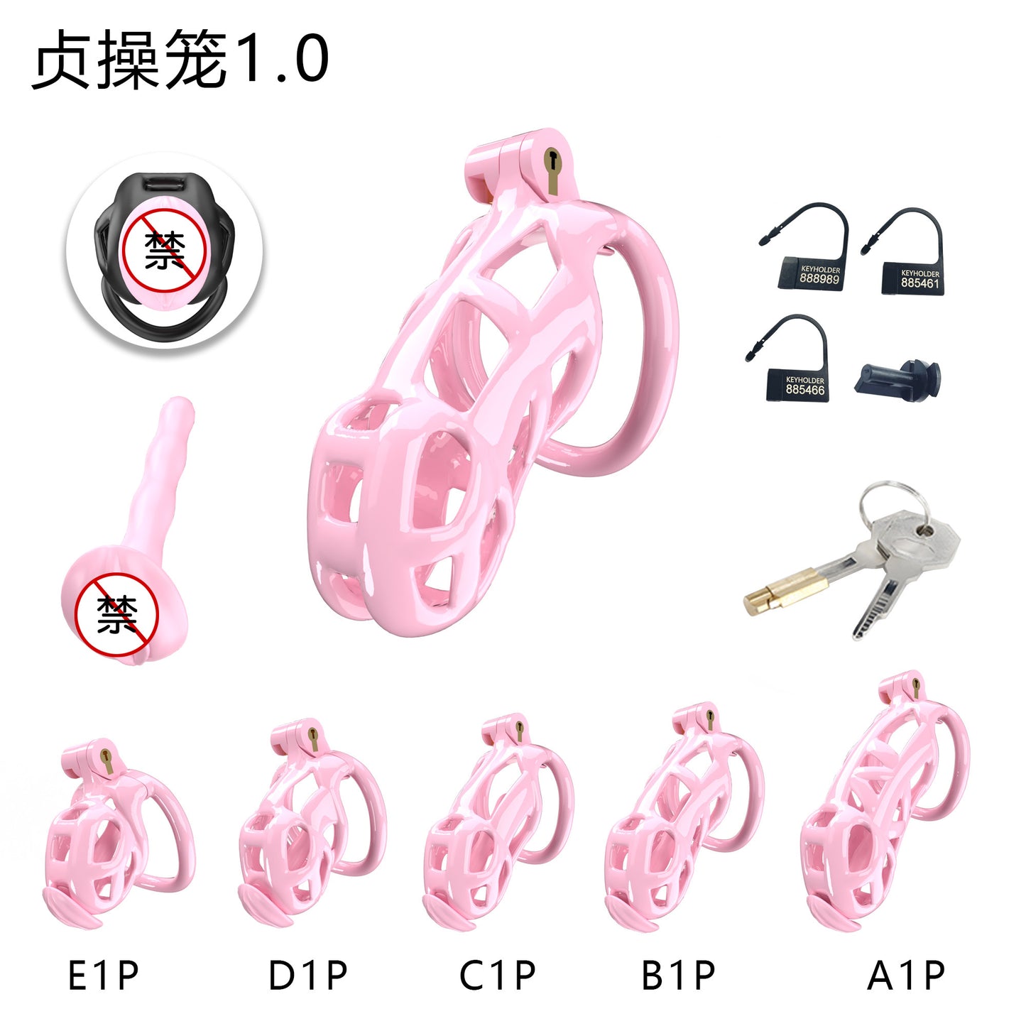 3D Printed Male Chastity Cage with Lock & 5 Rings – Resin Virginity Device for Men