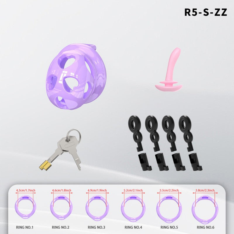 Heart-Shaped Hollow Silicone Chastity Cage | Male S/M 6 Rings, Key Lock