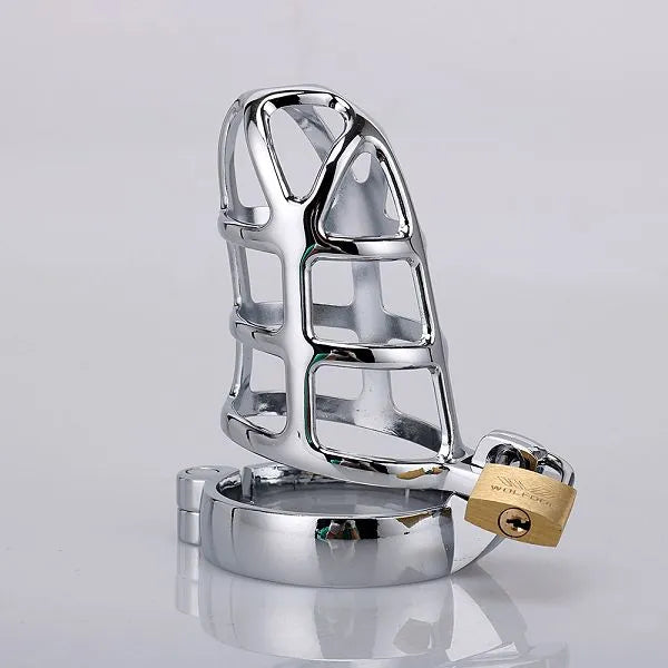 Caught In Her Web Cock Cage | Unique Cobweb-Designed Metal Chastity Cage with Adjustable Rings