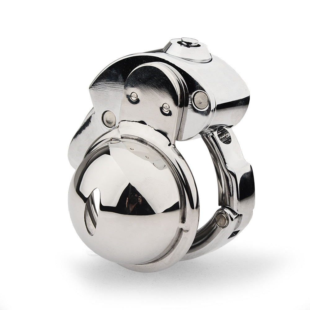 Metal Cock Chastity Cage with Invisible Button Lock –6-Size Adjustable Flat-Style Chastity Device for Men