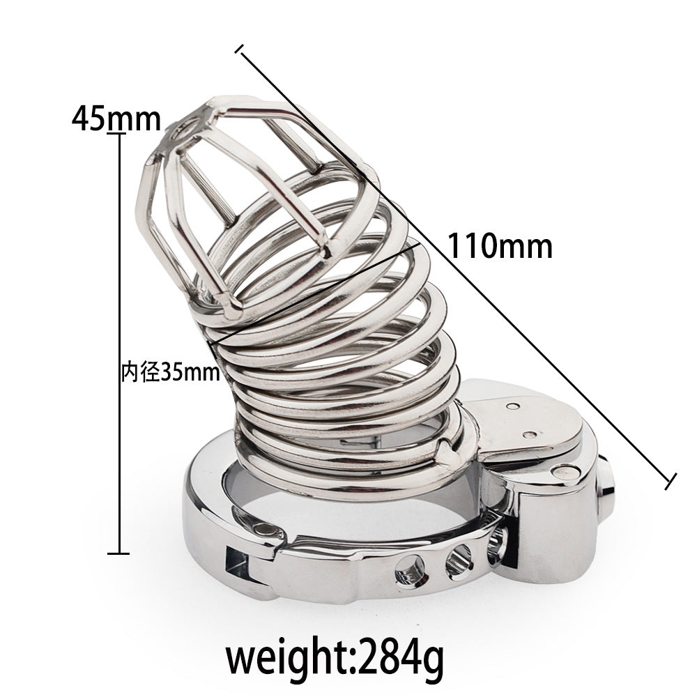 Skeleton-Style Adjustable Metal Chastity Cage with Internal Lock – Ventilated & Secure Design