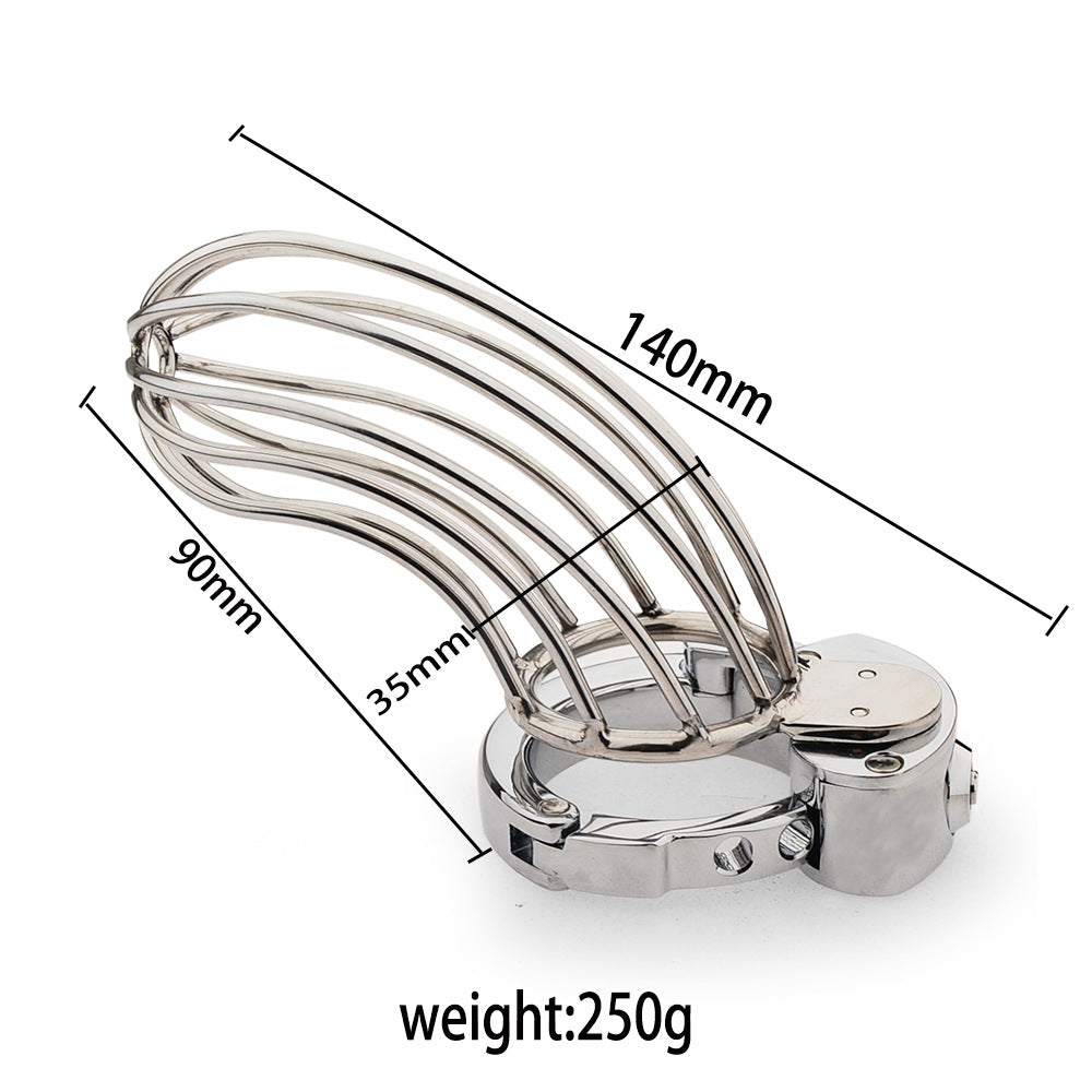 Large Adjustable Metal Male Chastity Cage – Secure Locked Penis Cage with 2 Keys Included, Silver