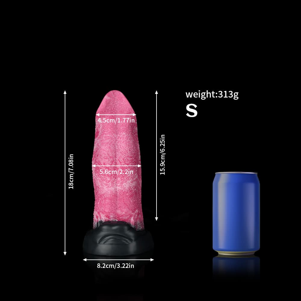 Wolf Tongue Rose Pink Fantasy Dildo – Textured Silicone Toy with Wide Base