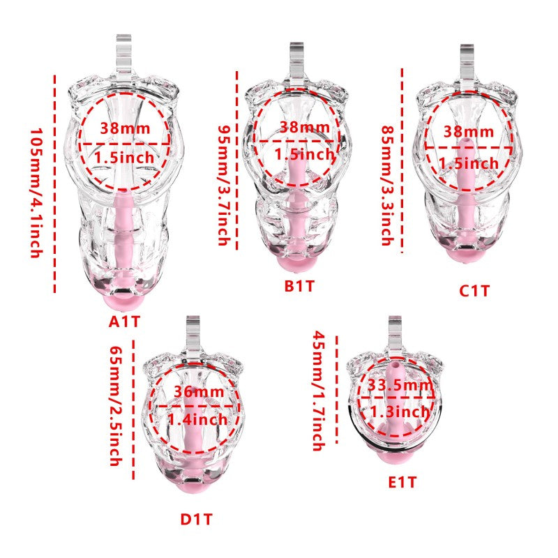 Transparent Viper Chastity Cage – 5 Sizes, Wearable Ring Design, Sleek Fit