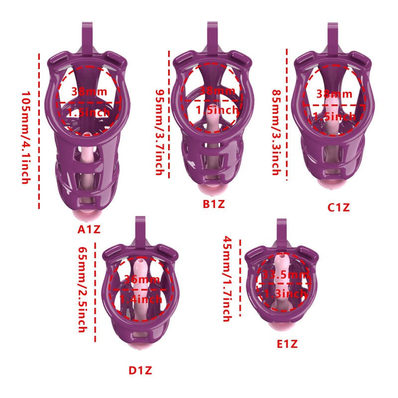 Purple Viper Chastity Cage – 5 Sizes, Wearable Base Ring, Sleek Snake Design
