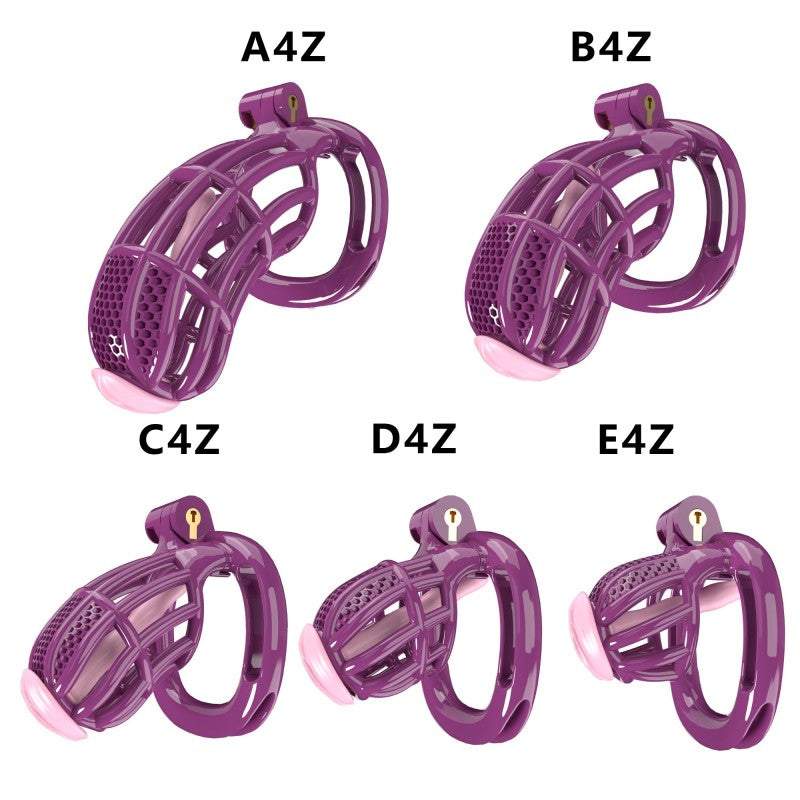 Honeycomb Obedient Chastity Cage – Lightweight Resin, 5 Ring Sizes, Built-in Lock & Strap-Designed Rings