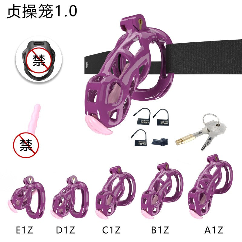 Purple Viper Chastity Cage – 5 Sizes, Wearable Base Ring, Sleek Snake Design