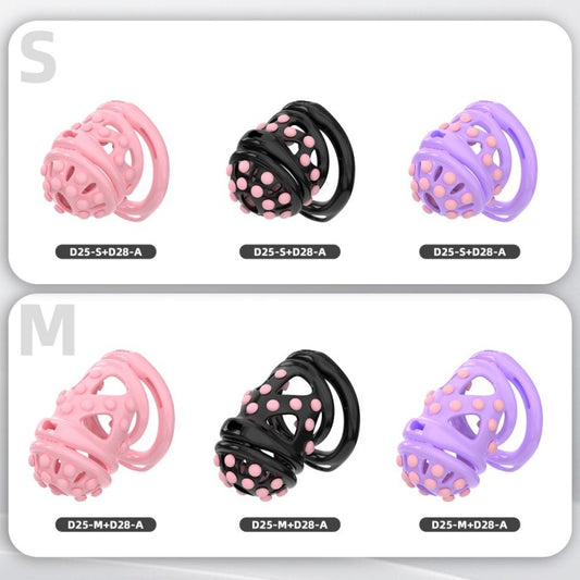 Silicone Soft Nail Chastity Cage | Male Chastity Device with Airport-Security Plastic Lock – 3 Wearing Methods, Pink/Black/Purple, S/M Sizes