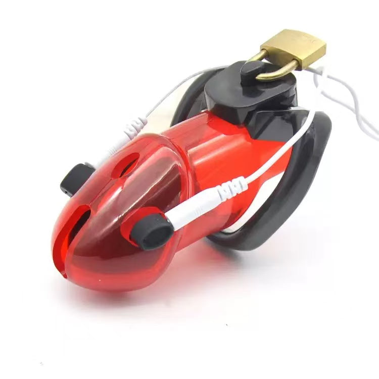 Electric Shock Chastity Cage for Men – Black Plastic, No Power Adapter