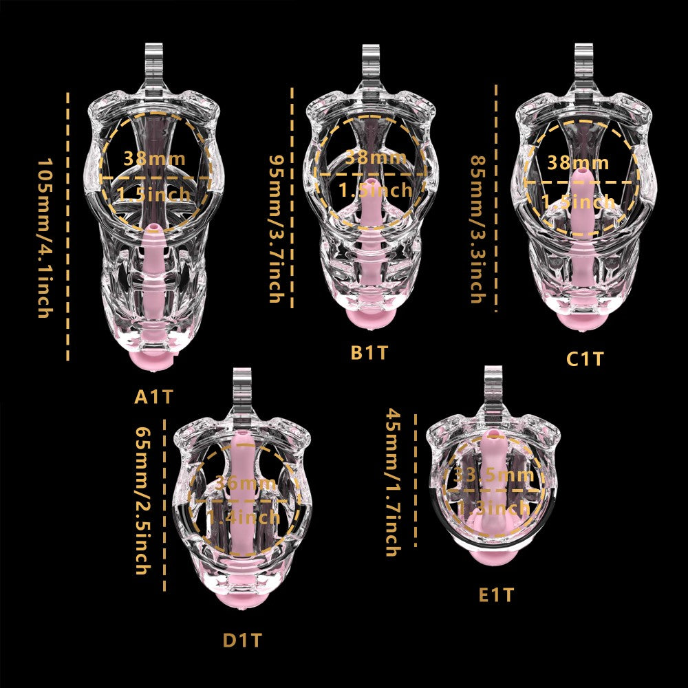 3D Printed Male Chastity Cage with Lock & 5 Rings – Resin Virginity Device for Men