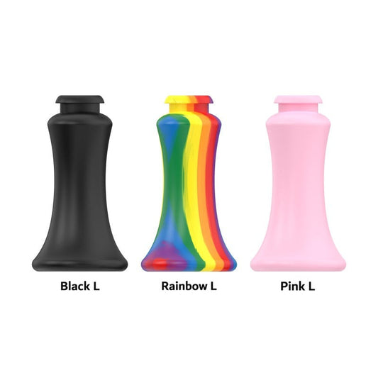 Long L recessed guide inserts in Black, Rainbow and Pink, shown together.