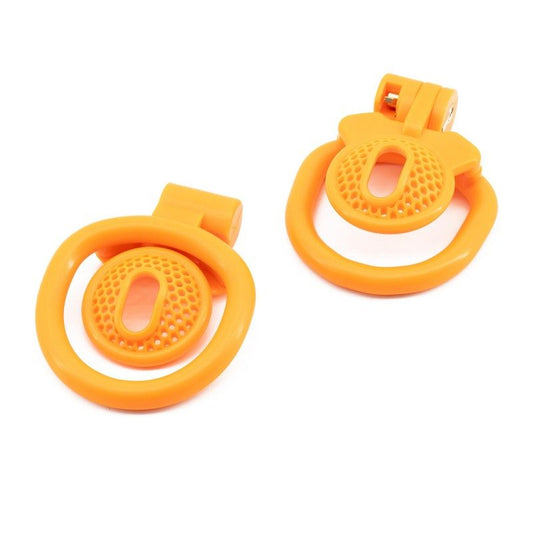 Mesh resin chastity lock inverted design with positive and negative electrode style, hollow ergonomic cage for comfort, orange