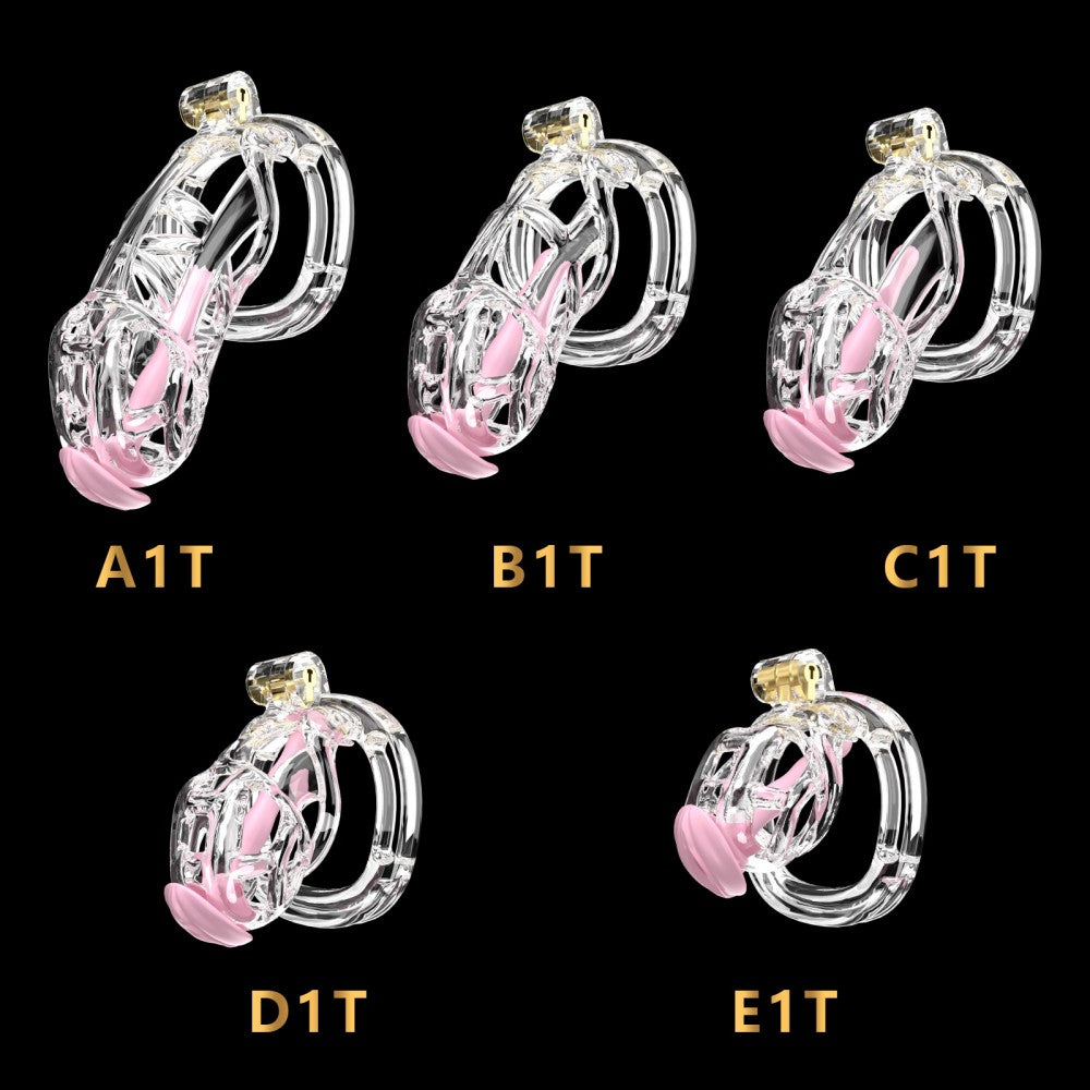3D Printed Male Chastity Cage with Lock & 5 Rings – Resin Virginity Device with Strap for Men
