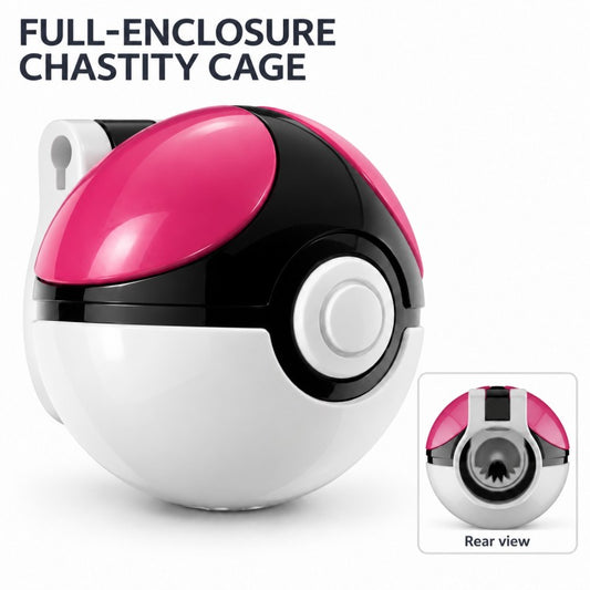 Capture Ball Full-Enclosure Chastity Cage – Pink ABS