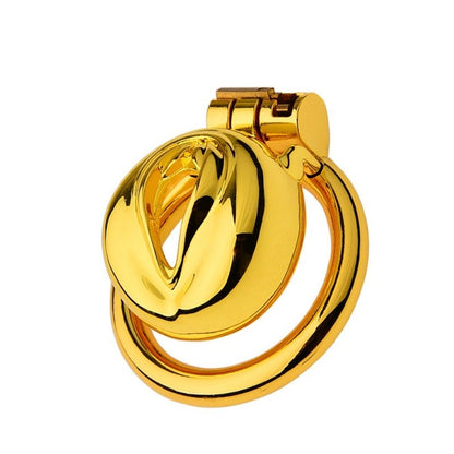 Golden Stainless Steel Flat Chastity Cage for Men – Secure & Durable Lock Device