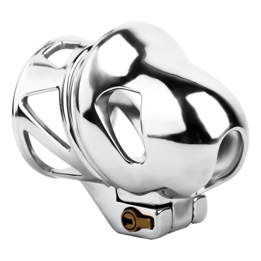 No Ball Ring Chastity Cage – Stainless Steel Lock, 9 Size Glans Fit, Discreet Wear