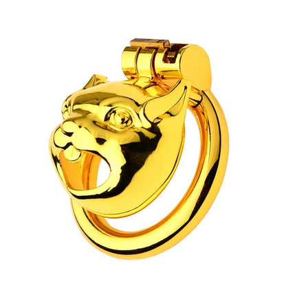 Golden Stainless Steel Flat Chastity Cage for Men – Secure & Durable Lock Device