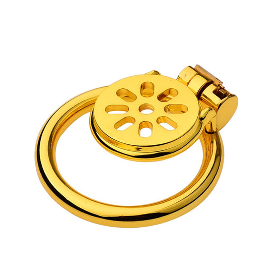 Golden Stainless Steel Flat Chastity Cage for Men – Secure & Durable Lock Device