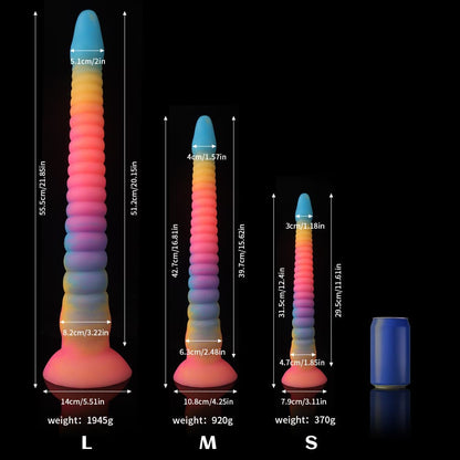 Octopus Tentacle Dildo – Eel-Inspired Fantasy Dildo in Blue Yellow Purple Gradient, Body-Safe Silicone