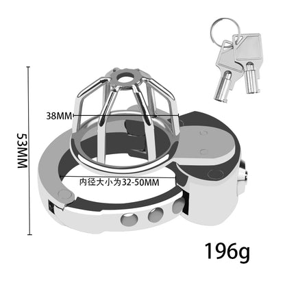 Dispositivo de castidad de acero inoxidable para hombres | Jaula para el pene con ajuste de 6 niveles (32-50 mm)