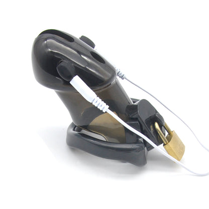 Electric Shock Chastity Cage for Men – Black Plastic, No Power Adapter