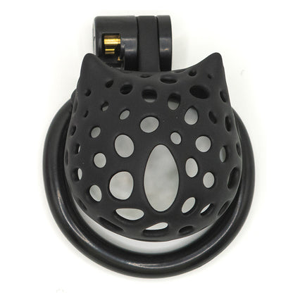Cat-Shaped Resin Chastity Cage – Lightweight (75g), Breathable, 4 Ring Sizes, Pink or Black