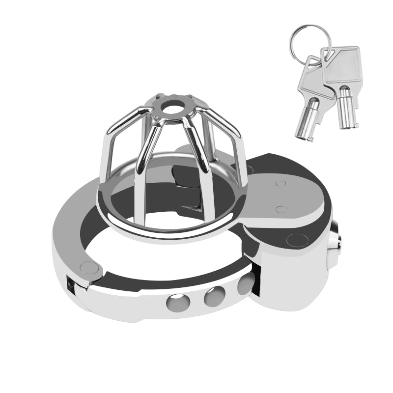 Dispositivo de castidad de acero inoxidable para hombres | Jaula para el pene con ajuste de 6 niveles (32-50 mm)