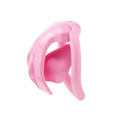 Realistic Vulva Shaped Chastity Cage Set – Pink & Black | Adjustable Flatness (-10 / -5 / 0) | 4 Progressive Ring Sizes