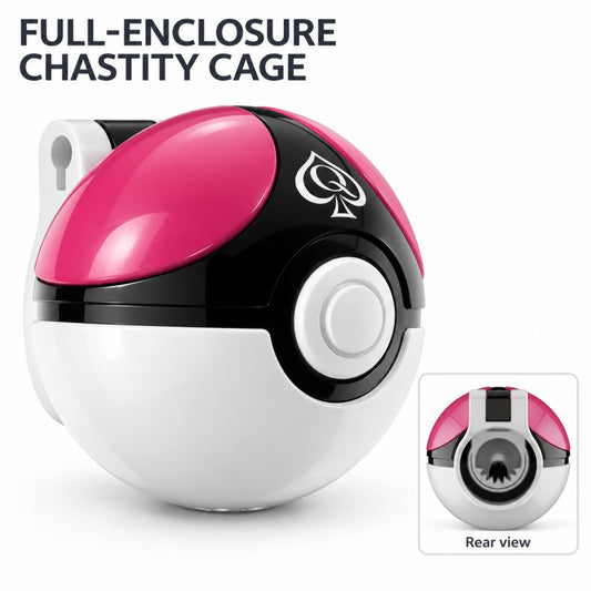 Capture Ball Full-Enclosure Chastity Cage – Pink ABS