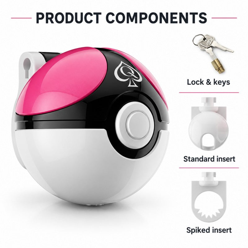 Capture Ball Full-Enclosure Chastity Cage – Pink ABS