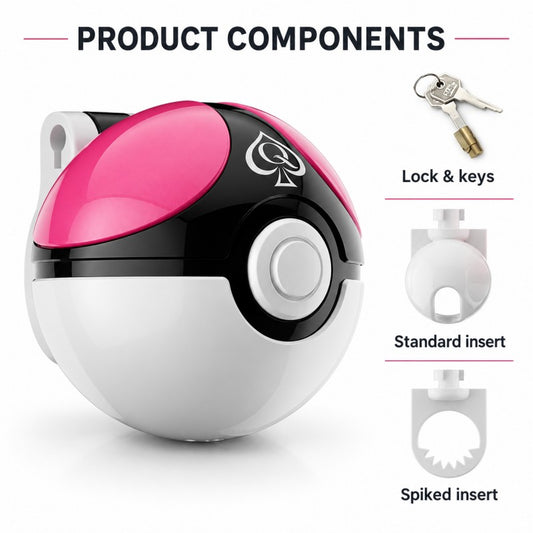 Capture Ball Full-Enclosure Chastity Cage – Pink ABS